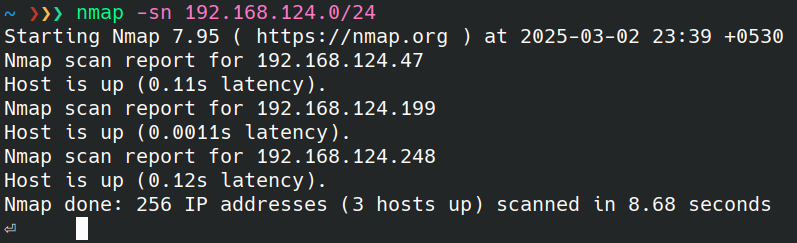 Using nmap to scan the local network